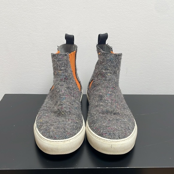 MSGM Wool High Top Sneaker US 7.5 / EUR 38 orange gray ankle boots slip on - Picture 3 of 13